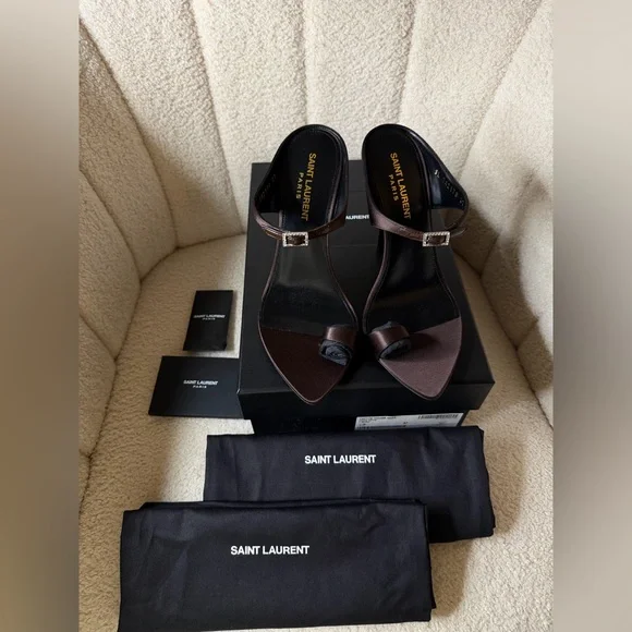 SAINT LAURENT Dive 110 Satin Mules – Size 37 – Brand New, Full Set - Picture 2 of 16